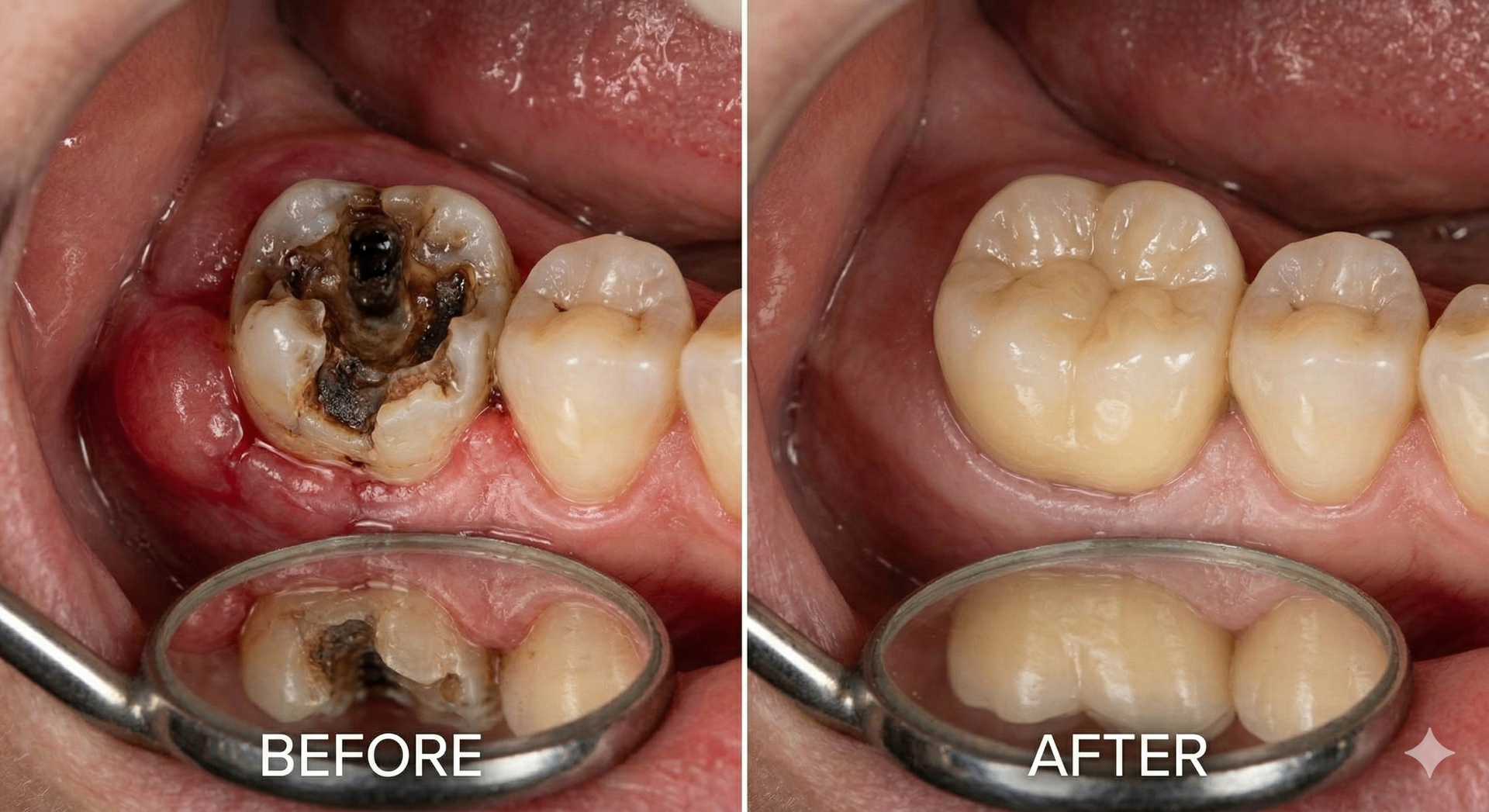 Severely decayed molar restoration